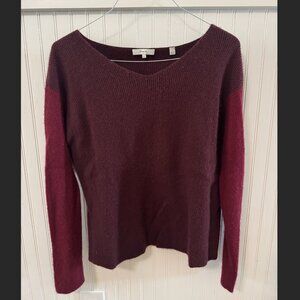 Vince Color-blocked Red Wool & Cashmere-blend Sweater (Size L)